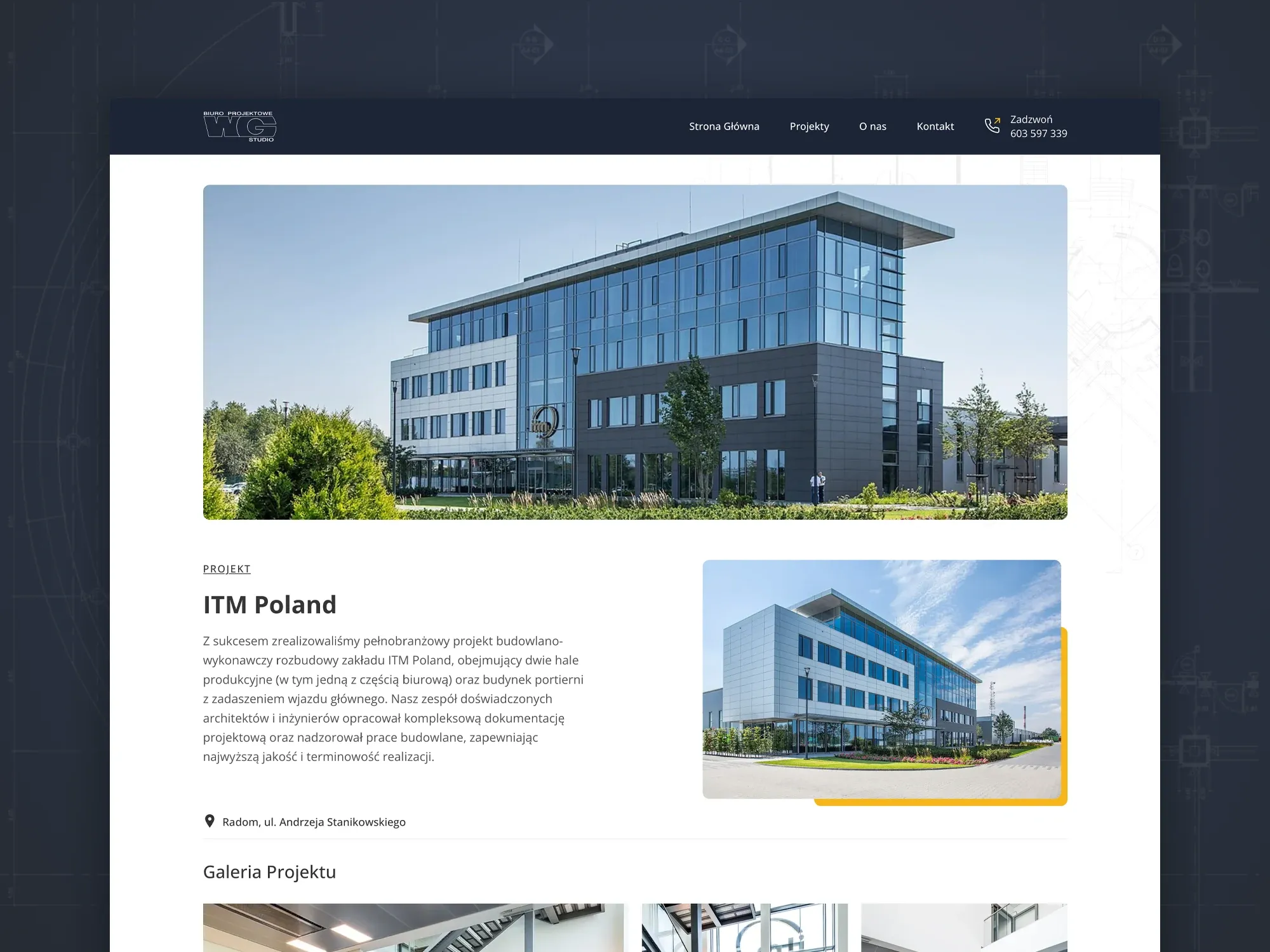 Strona internetowa dla biura projektów architektonicznych