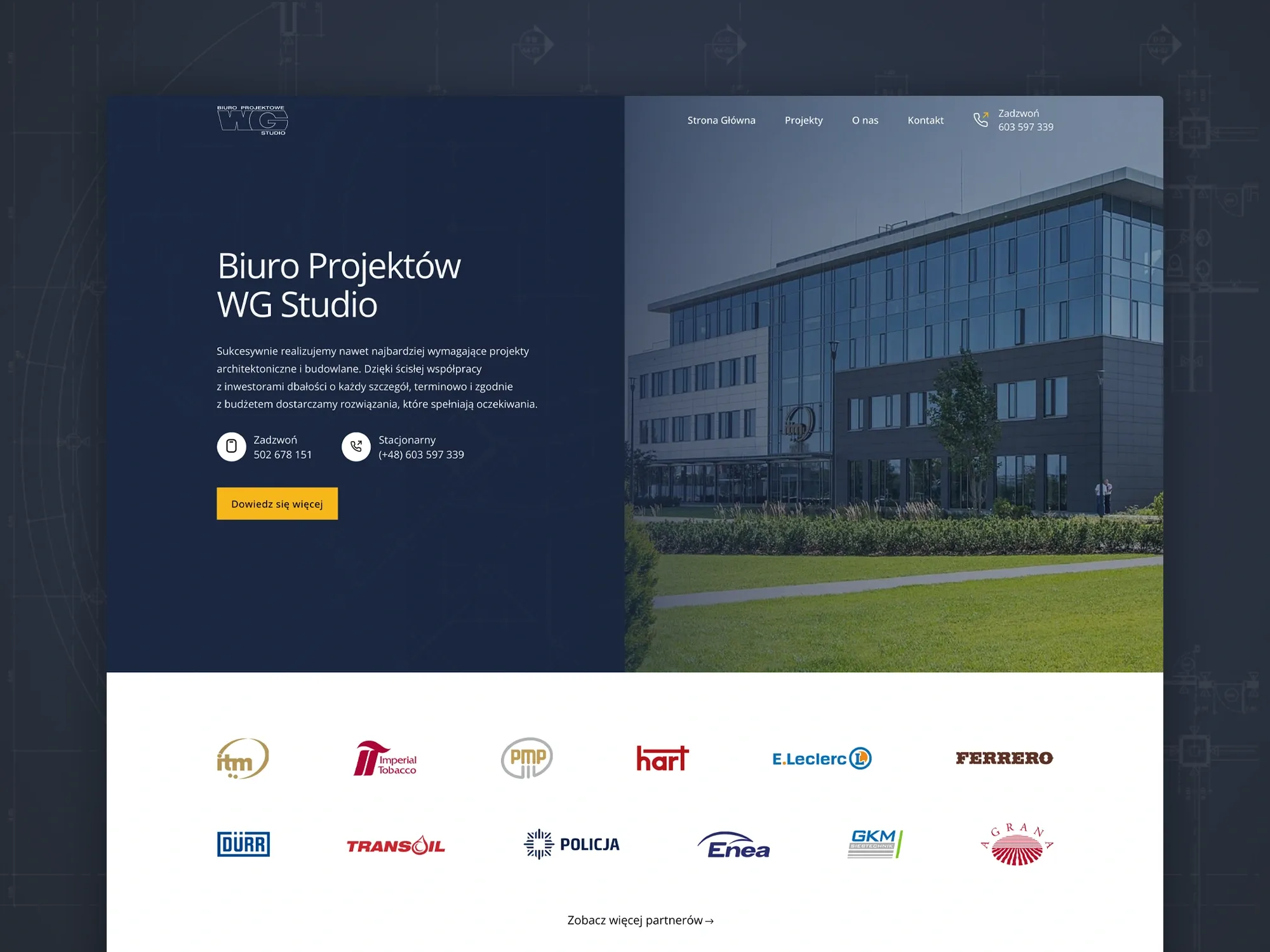 Strona internetowa dla biura projektów architektonicznych