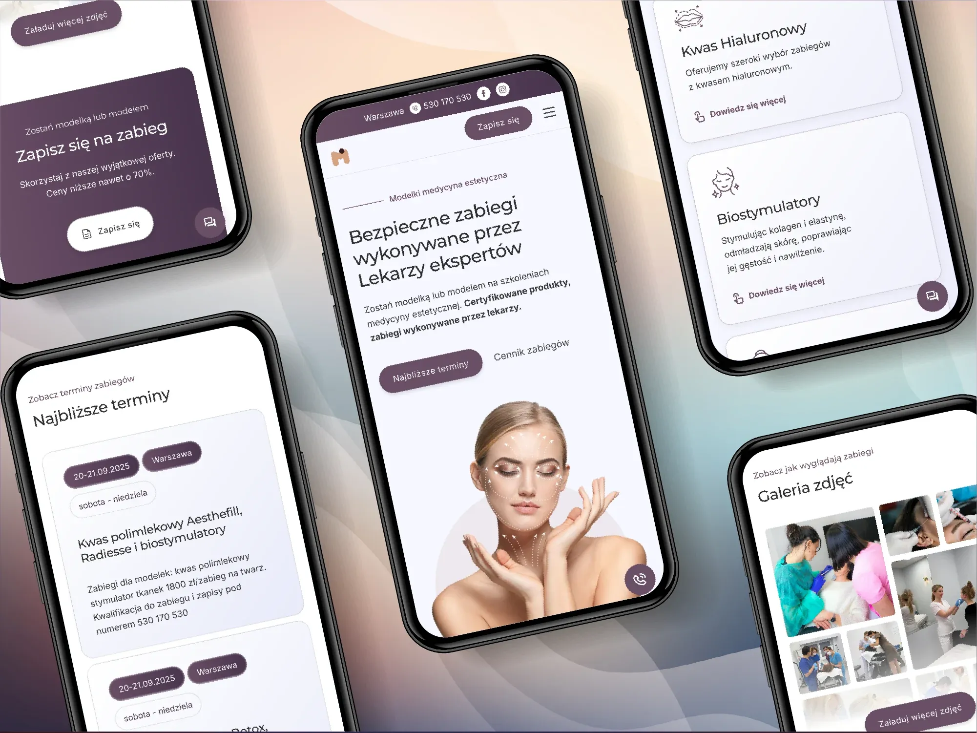 Landing page dla centrum szkoleniowego medycyny estetycznej mobile